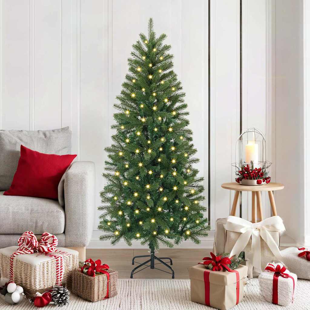 Künstlicher Weihnachtsbaum mit 150 LEDs Grün 150 cm PE und PVC