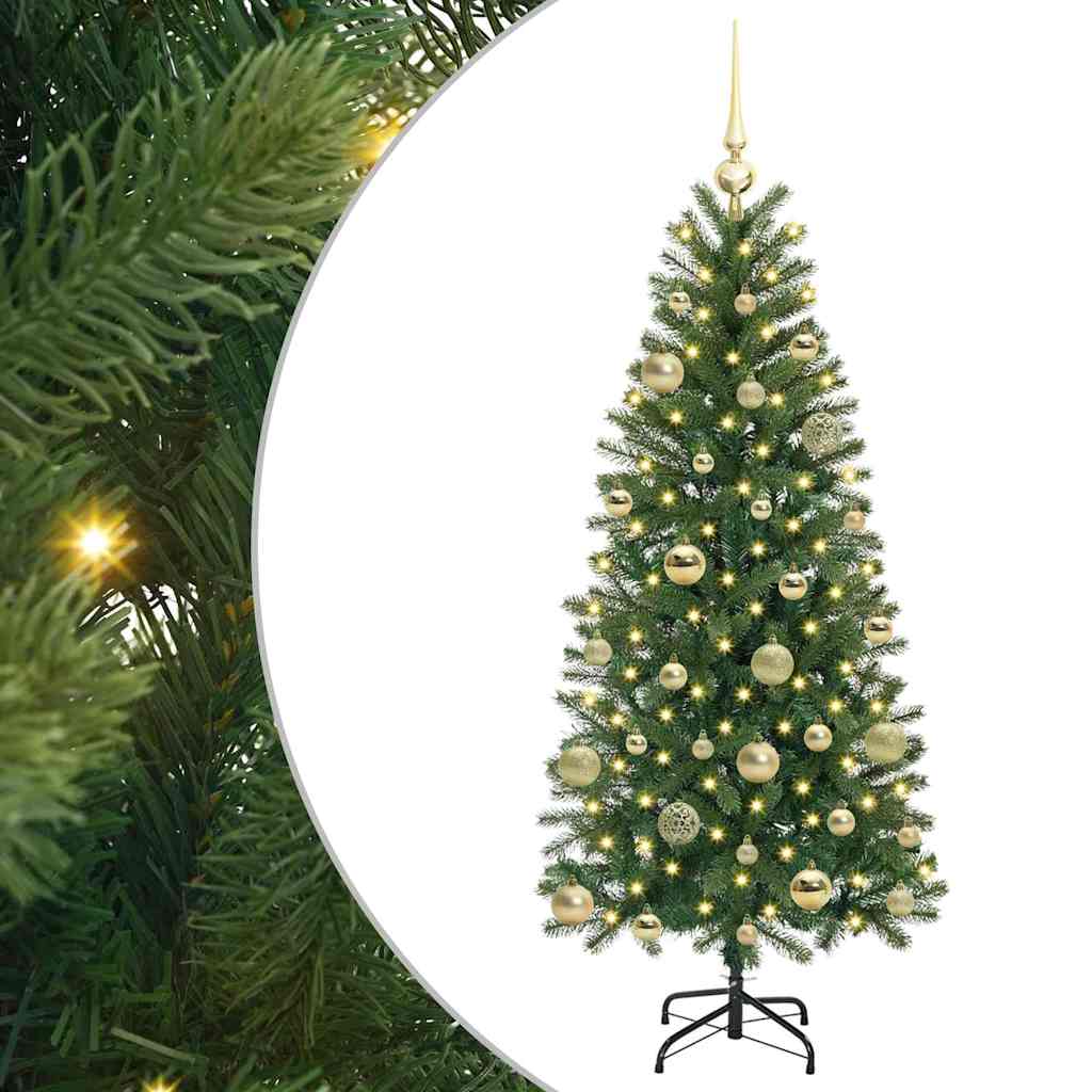 Künstlicher Weihnachtsbaum mit 150 LEDs Grün 150 cm PE und PVC