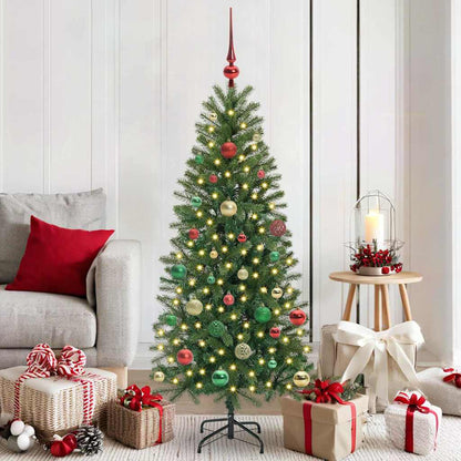 Künstlicher Weihnachtsbaum mit 150 LEDs Grün 150 cm PE und PVC