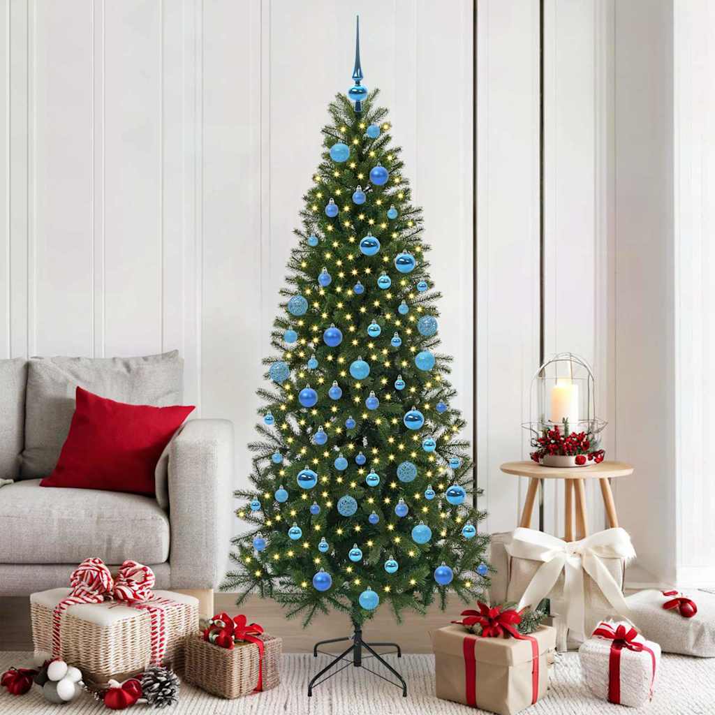 Künstlicher Weihnachtsbaum mit 300 LEDs Grün 180 cm PE und PVC