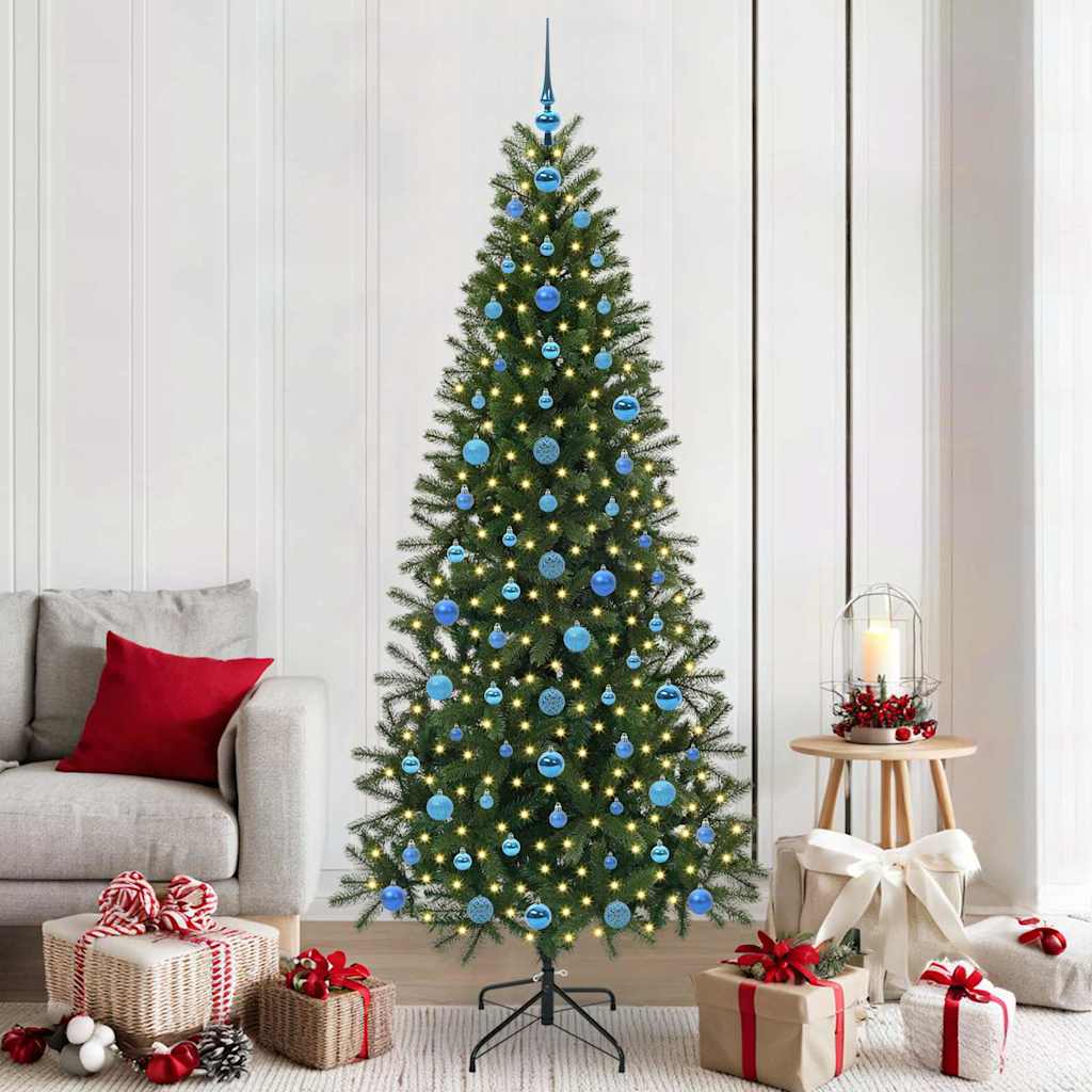 Künstlicher Weihnachtsbaum mit 300 LEDs Grün 210 cm PE und PVC