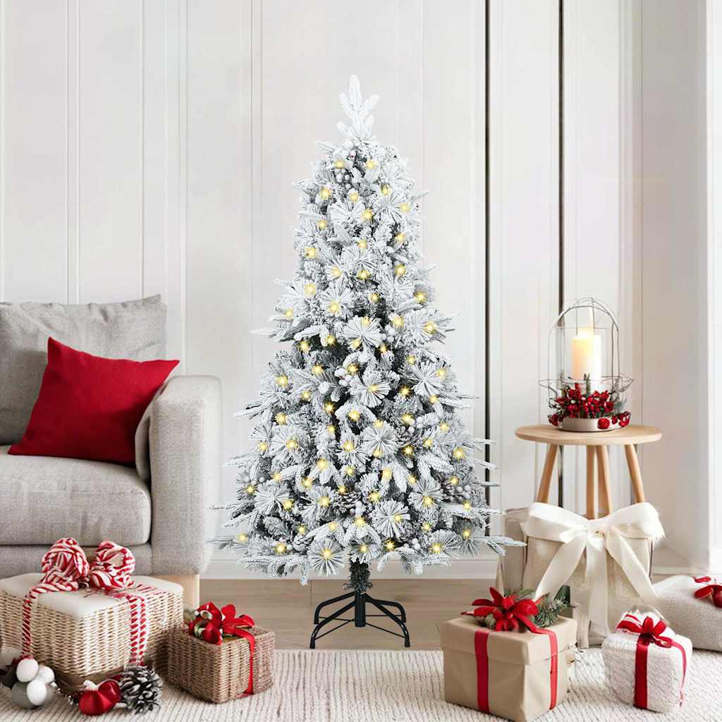 Künstlicher klappbarer Weihnachtsbaum Weiß 150 cm PE und PVC