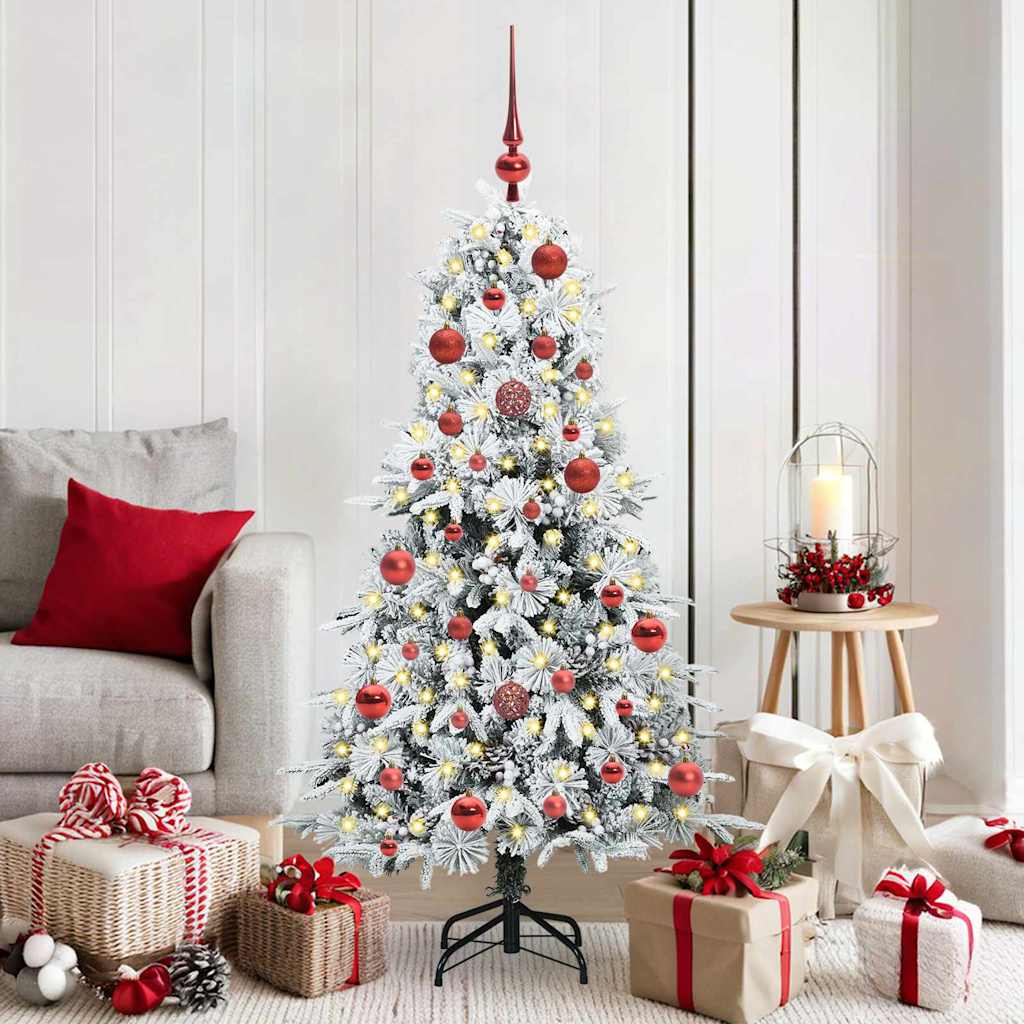 Künstlicher klappbarer Weihnachtsbaum Weiß 150 cm PE und PVC