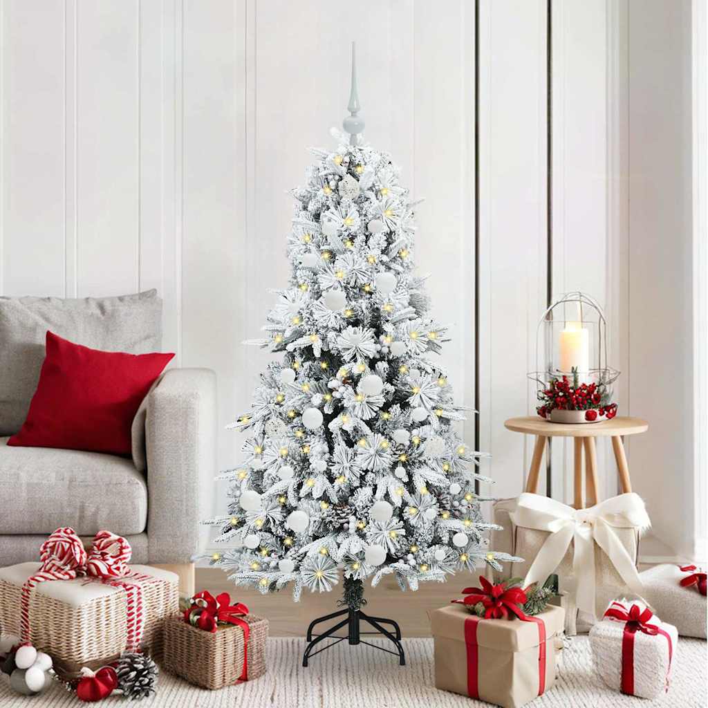 Künstlicher klappbarer Weihnachtsbaum Weiß 150 cm PE und PVC