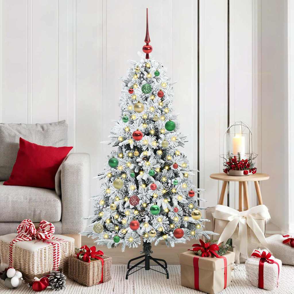 Künstlicher klappbarer Weihnachtsbaum Weiß 150 cm PE und PVC