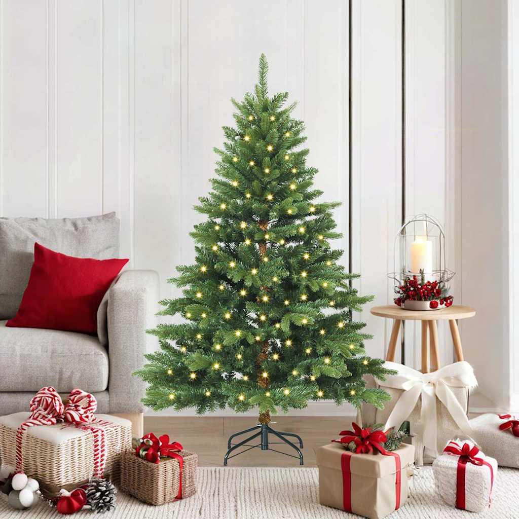 Künstlicher Weihnachtsbaum mit 150 LEDs Grün 150 cm PE und PVC