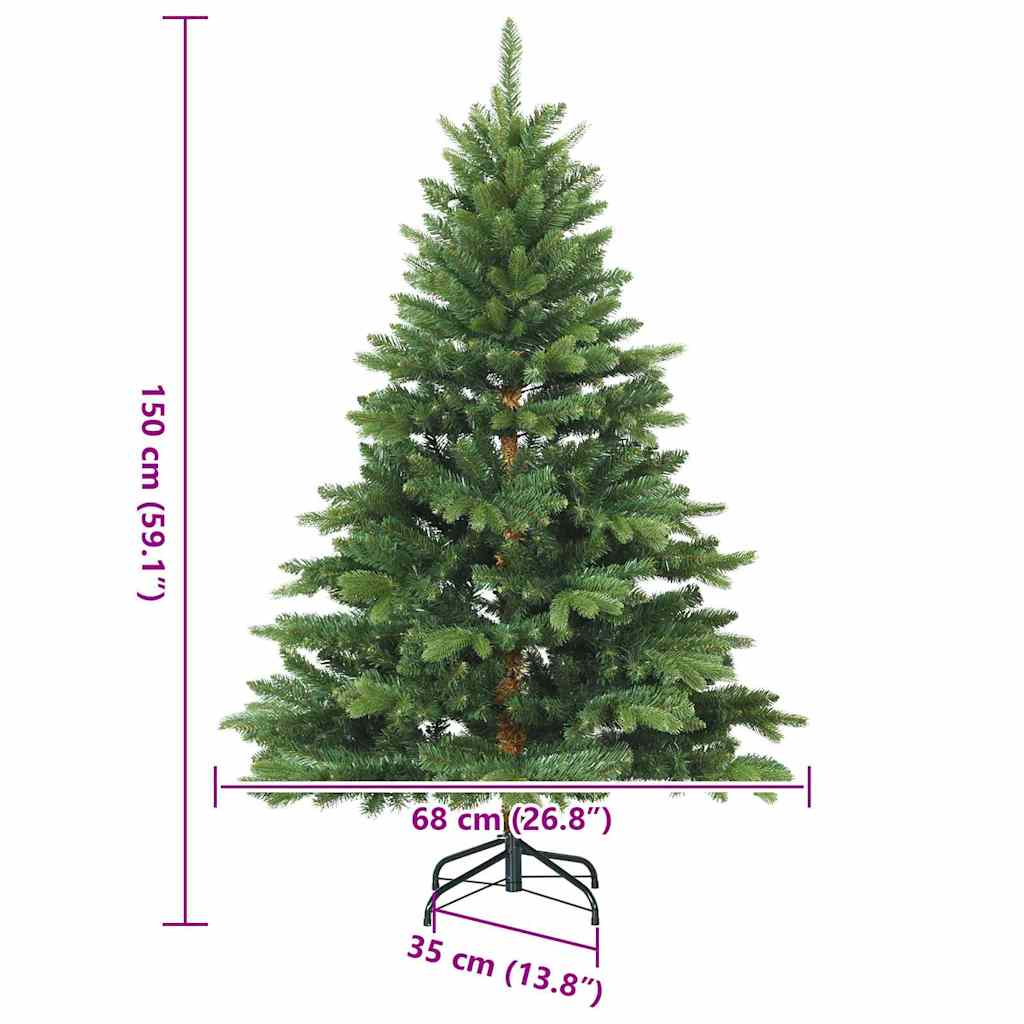 Künstlicher Weihnachtsbaum mit 150 LEDs Grün 150 cm PE und PVC