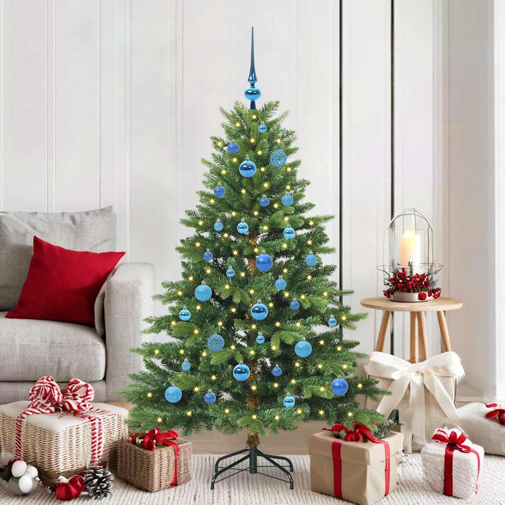 Künstlicher Weihnachtsbaum mit 150 LEDs Grün 150 cm PE und PVC