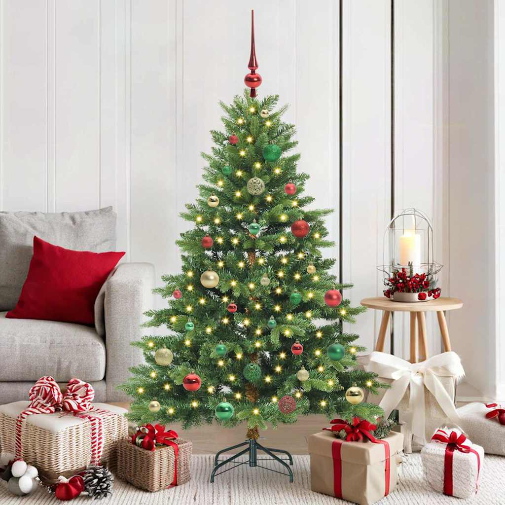 Künstlicher Weihnachtsbaum mit 150 LEDs Grün 150 cm PE und PVC