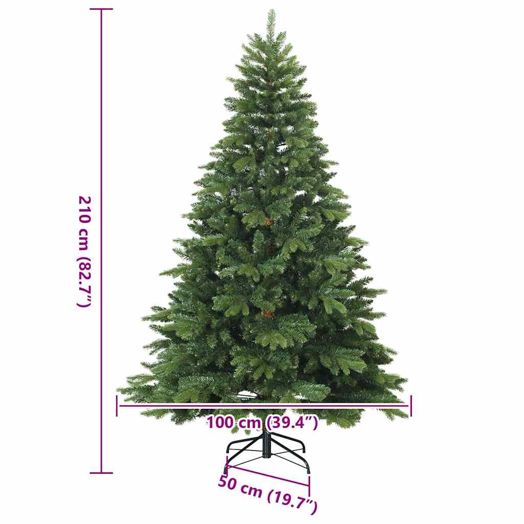 Künstlicher Weihnachtsbaum mit 300 LEDs Grün 210 cm PE und PVC