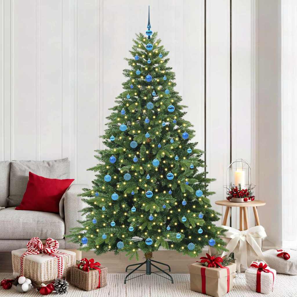 Künstlicher Weihnachtsbaum mit 300 LEDs Grün 210 cm PE und PVC