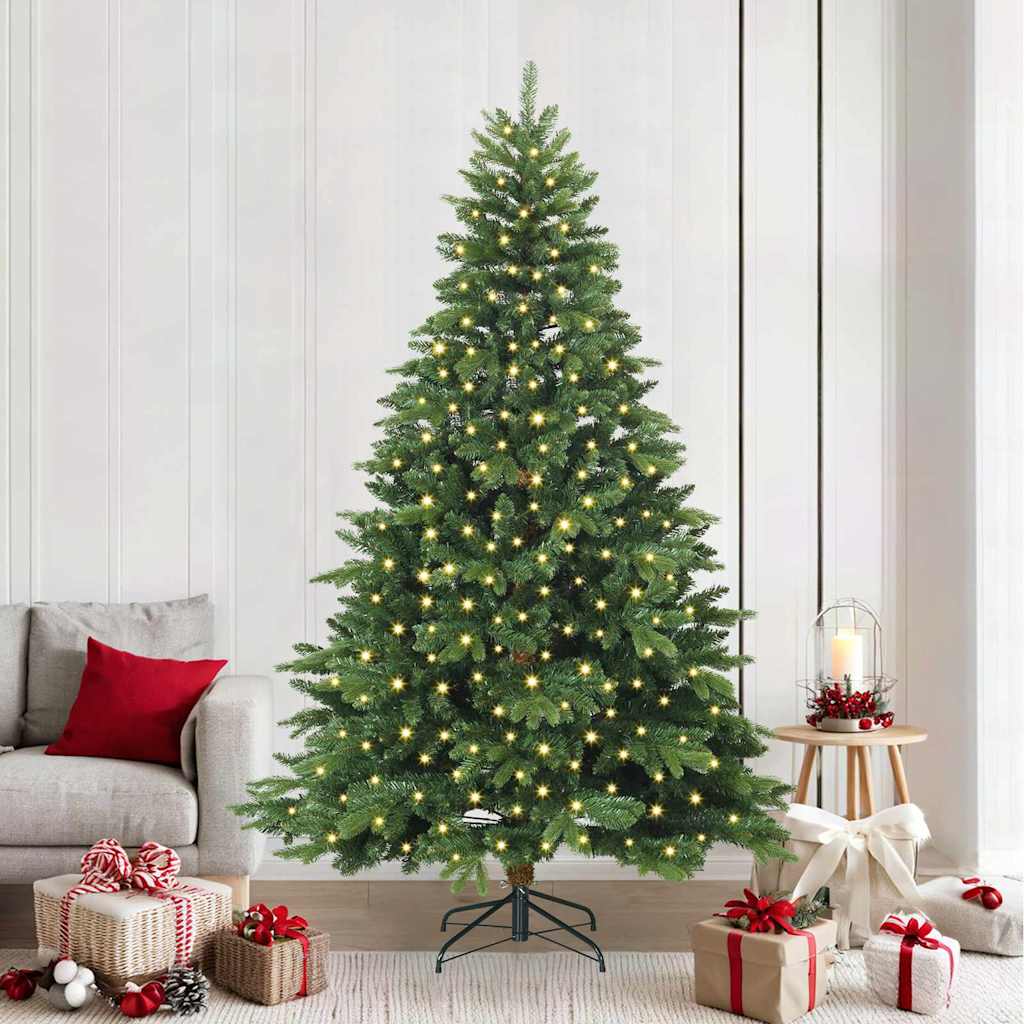 Künstlicher Weihnachtsbaum mit 300 LEDs Grün 240 cm PE und PVC