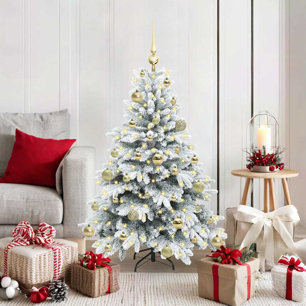 Künstlicher Weihnachtsbaum mit 150 LEDs Weiß 120 cm PE und PVC