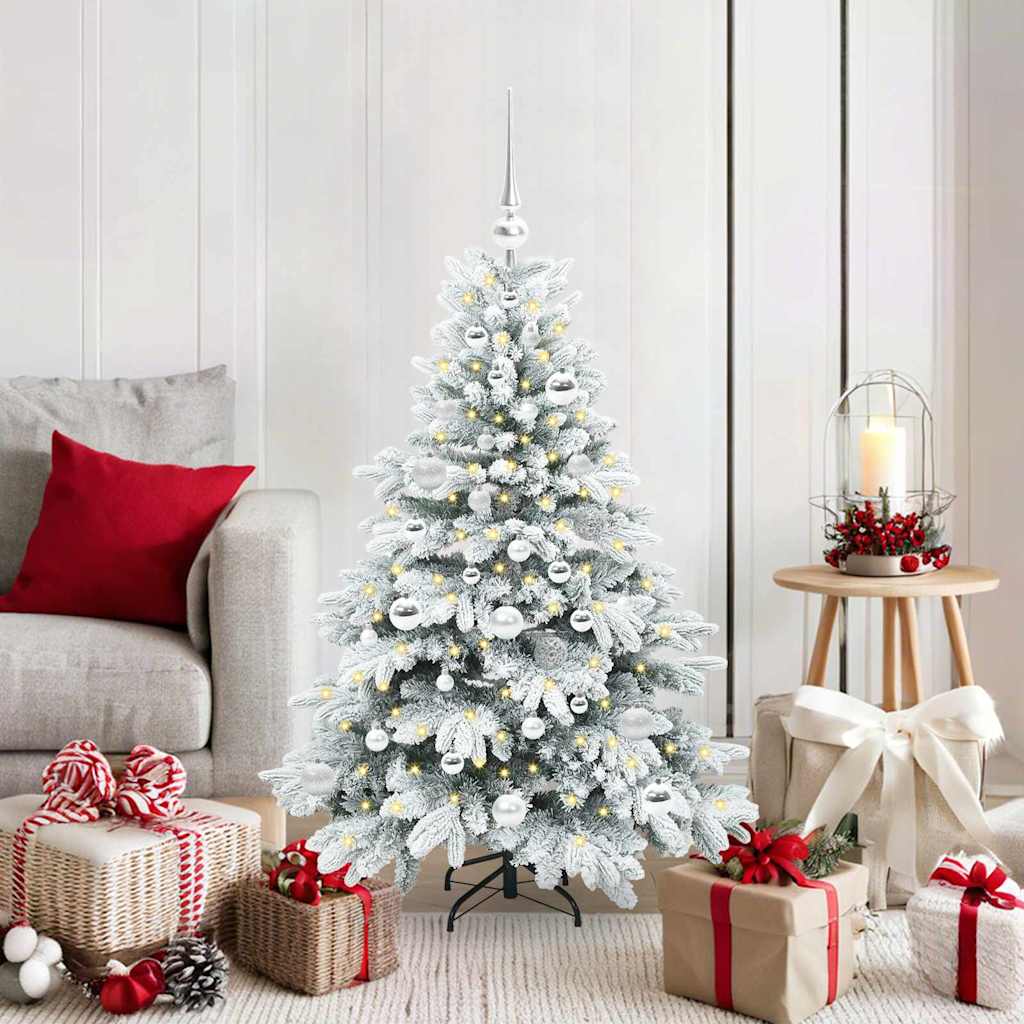 Künstlicher Weihnachtsbaum mit 150 LEDs Weiß 120 cm PE und PVC
