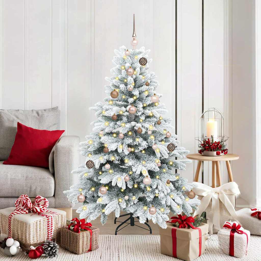 Künstlicher Weihnachtsbaum mit 150 LEDs Weiß 150 cm PE und PVC
