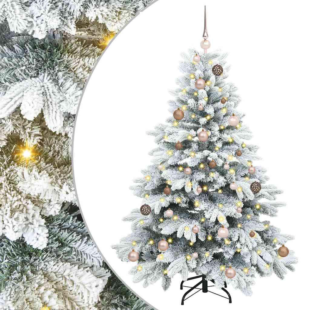 Künstlicher Weihnachtsbaum mit 150 LEDs Weiß 150 cm PE und PVC