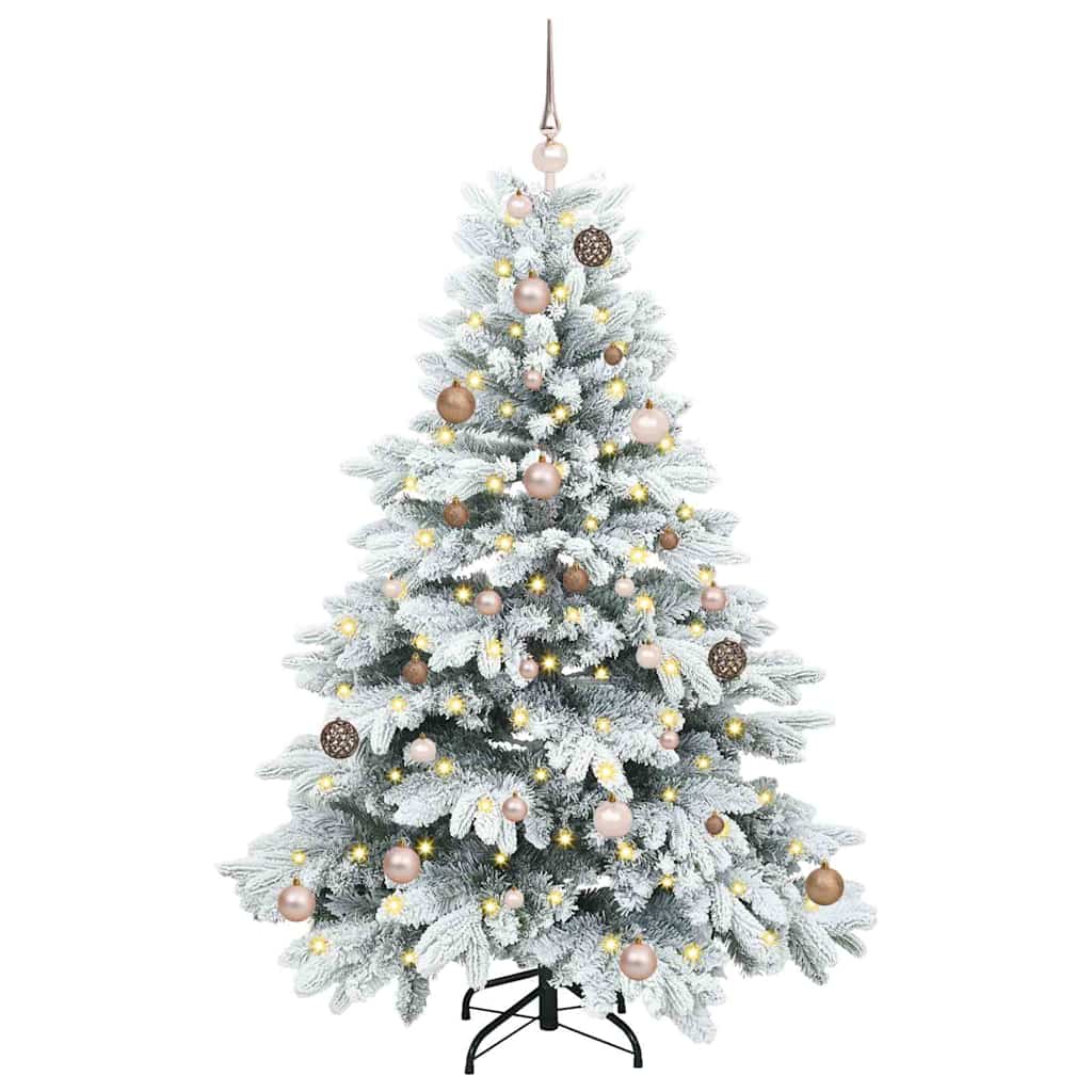 Künstlicher Weihnachtsbaum mit 150 LEDs Weiß 150 cm PE und PVC
