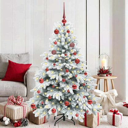 Künstlicher Weihnachtsbaum mit 150 LEDs Weiß 150 cm PE und PVC