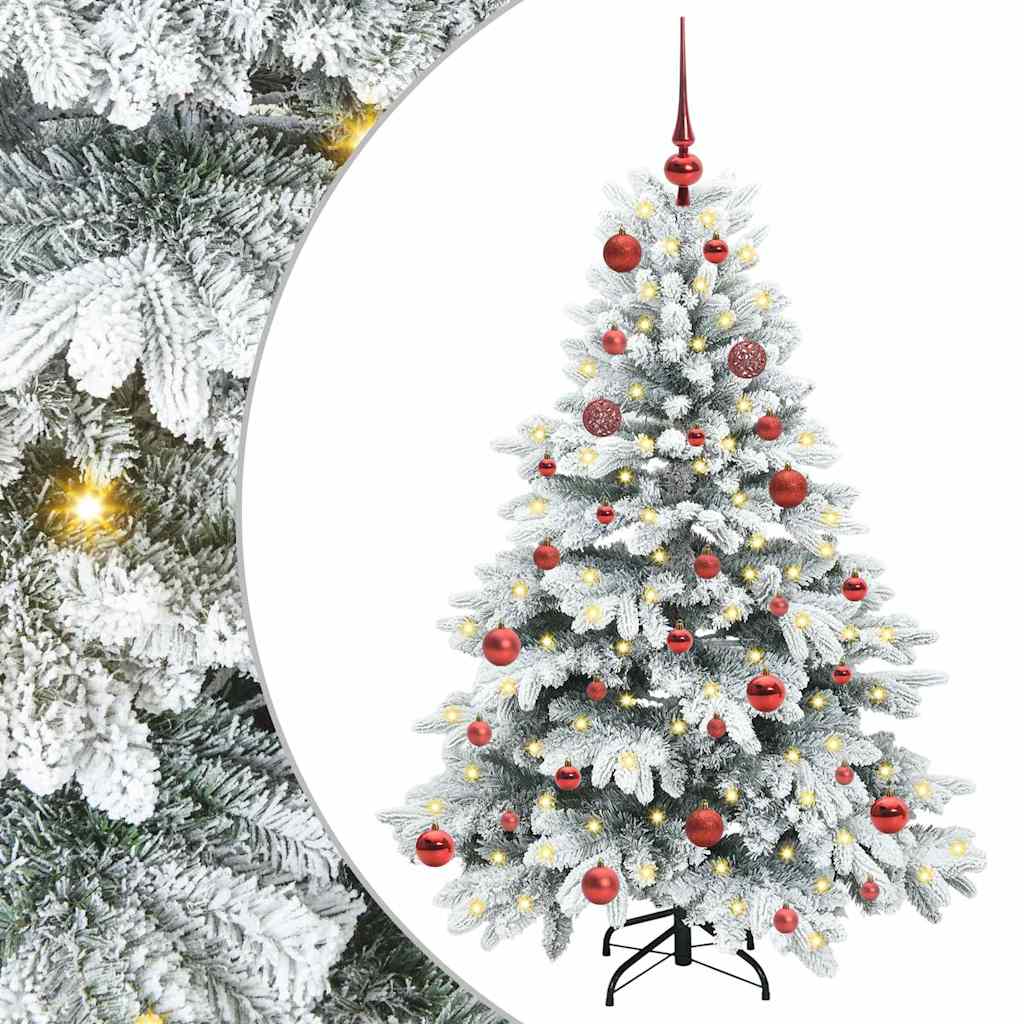 Künstlicher Weihnachtsbaum mit 150 LEDs Weiß 150 cm PE und PVC