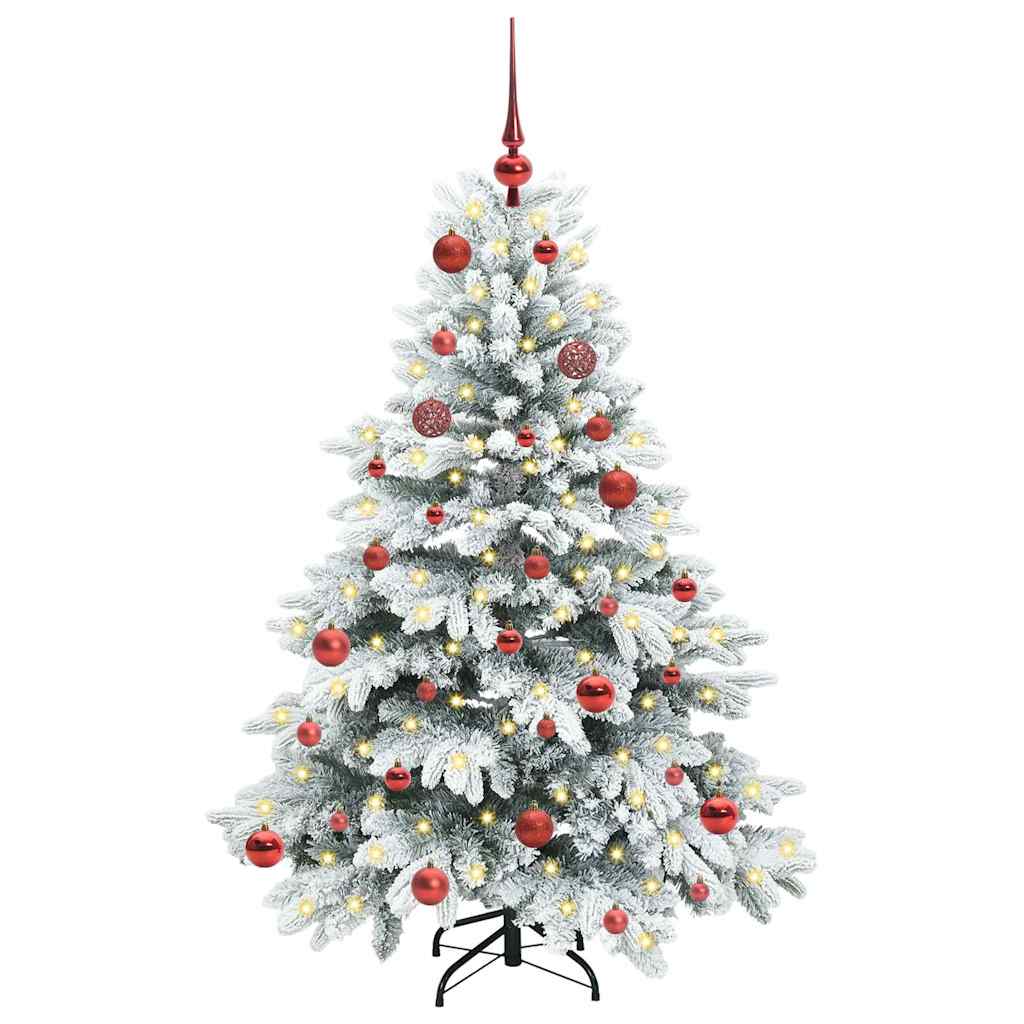 Künstlicher Weihnachtsbaum mit 150 LEDs Weiß 150 cm PE und PVC