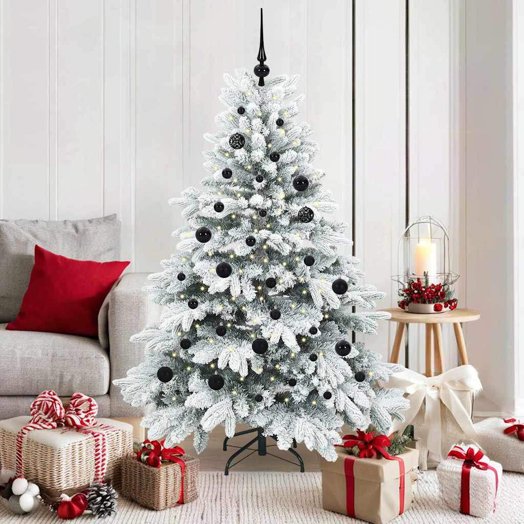 Künstlicher Weihnachtsbaum mit 150 LEDs Weiß 150 cm PE und PVC
