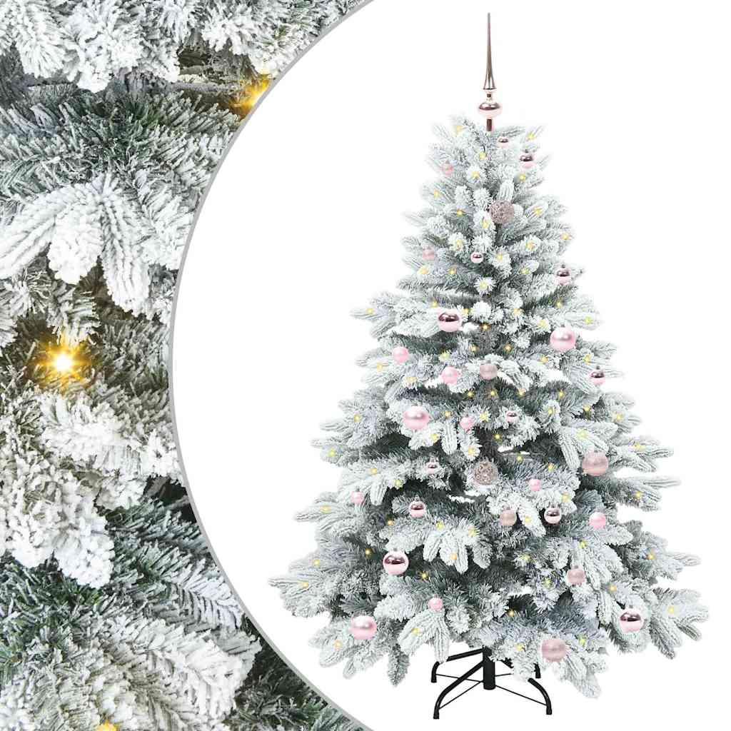 Künstlicher Weihnachtsbaum mit 150 LEDs Weiß 150 cm PE und PVC