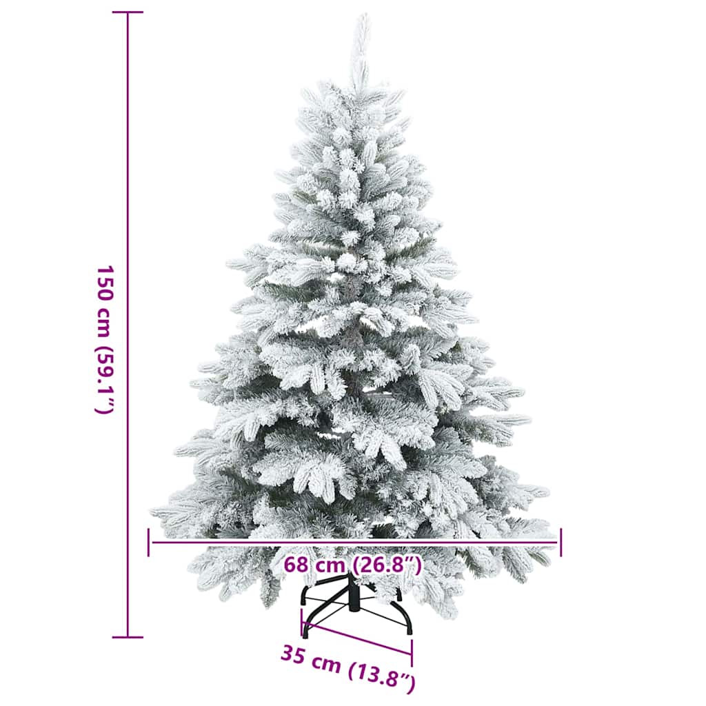 Künstlicher Weihnachtsbaum mit 150 LEDs Weiß 150 cm PE und PVC
