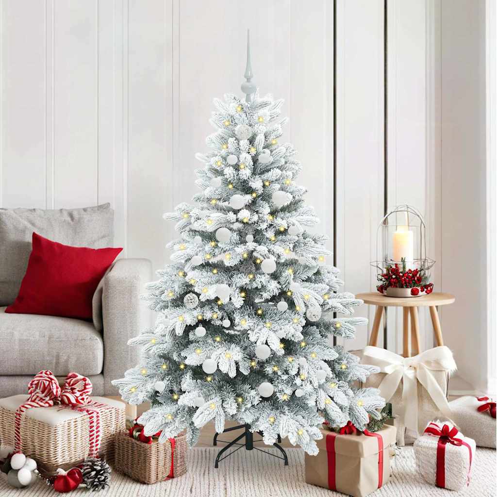 Künstlicher Weihnachtsbaum mit 150 LEDs Weiß 150 cm PE und PVC