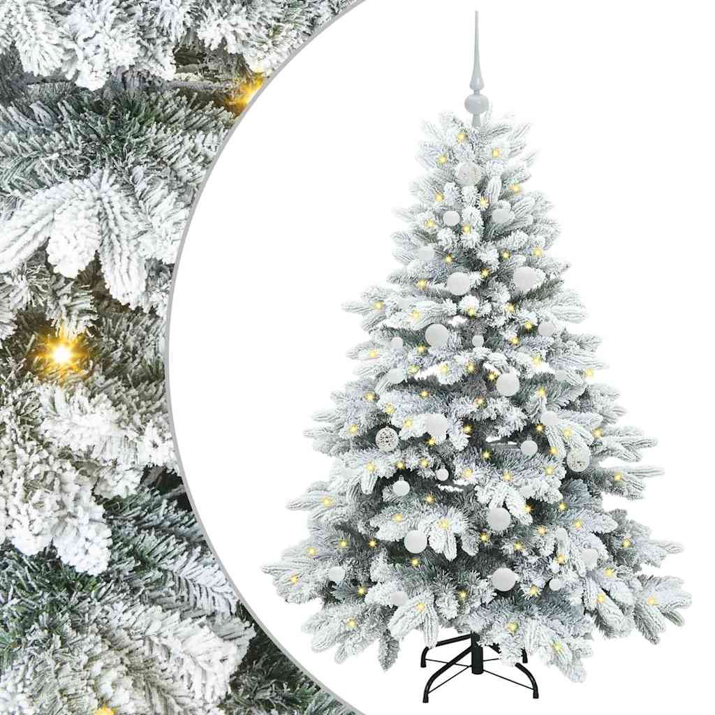 Künstlicher Weihnachtsbaum mit 150 LEDs Weiß 150 cm PE und PVC