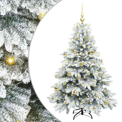 Künstlicher Weihnachtsbaum mit 150 LEDs Weiß 150 cm PE und PVC