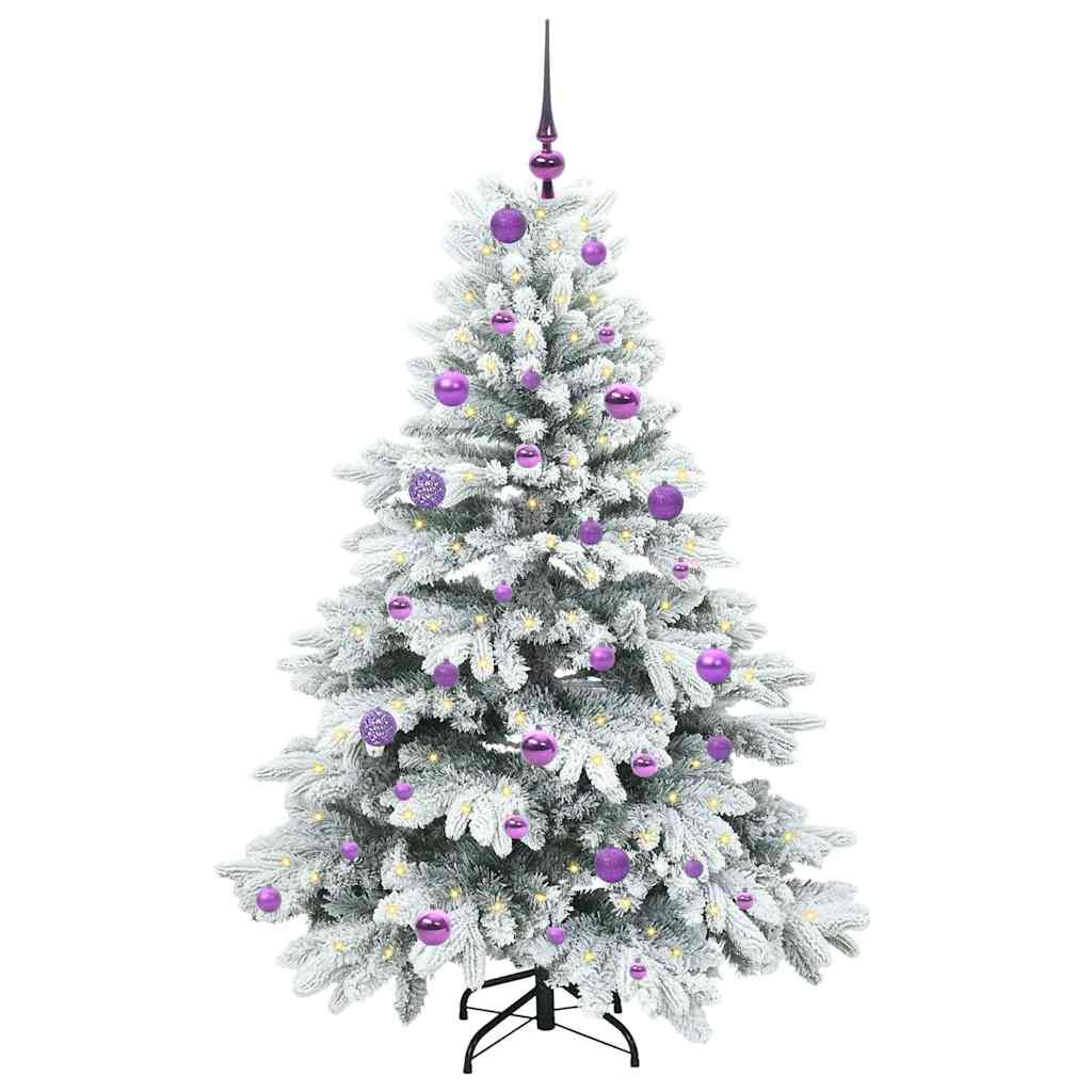 Künstlicher Weihnachtsbaum mit 150 LEDs Weiß 150 cm PE und PVC