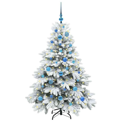 Künstlicher Weihnachtsbaum mit 150 LEDs Weiß 150 cm PE und PVC