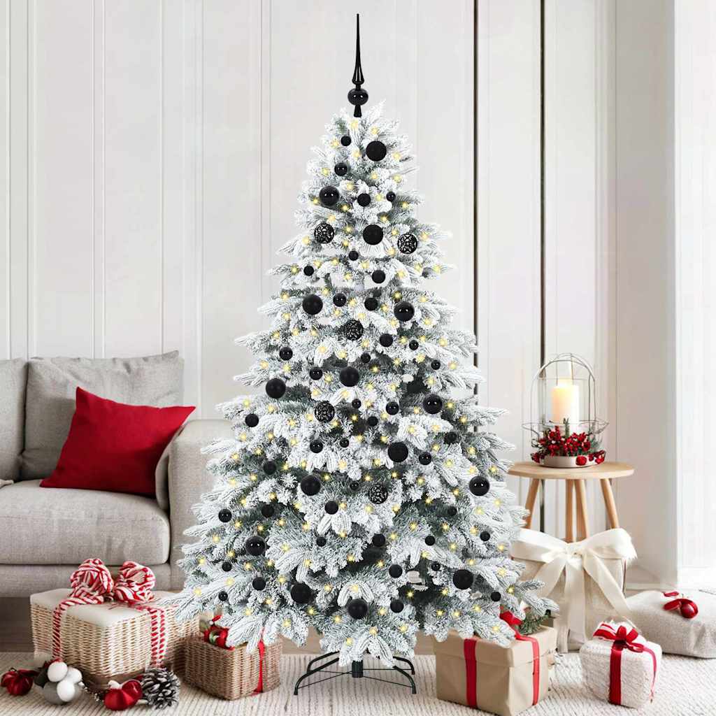 Künstlicher Weihnachtsbaum mit 300 LEDs Weiß 180 cm PE und PVC