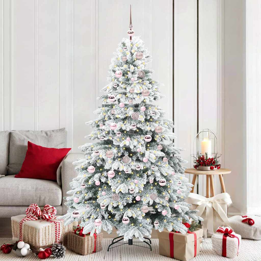Künstlicher Weihnachtsbaum mit 300 LEDs Weiß 180 cm PE und PVC
