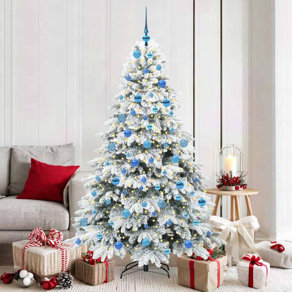 Künstlicher Weihnachtsbaum mit 300 LEDs Weiß 180 cm PE und PVC