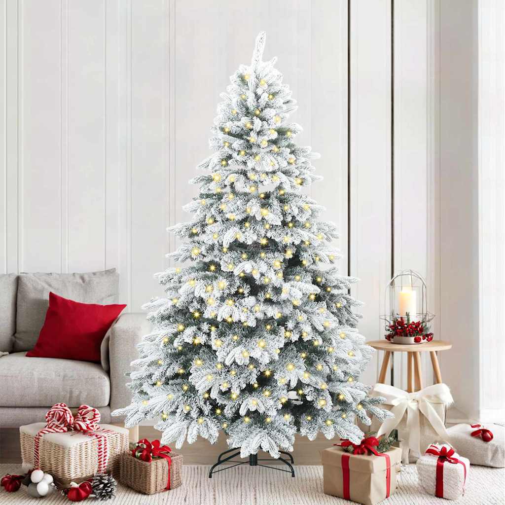 Künstlicher Weihnachtsbaum mit 300 LEDs Weiß 210 cm PE und PVC