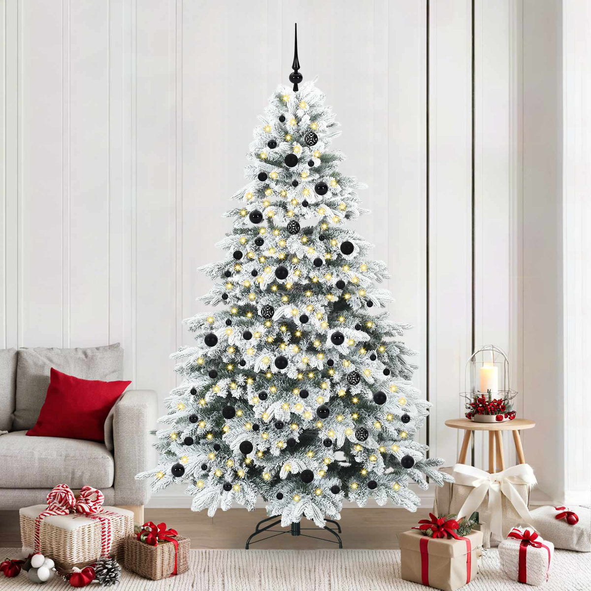 Künstlicher Weihnachtsbaum mit 300 LEDs Weiß 210 cm PE und PVC