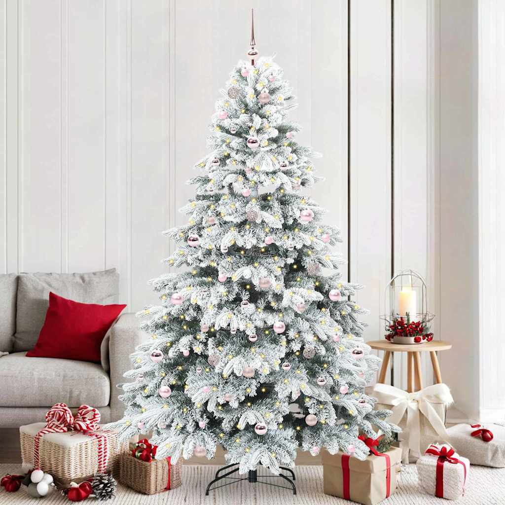 Künstlicher Weihnachtsbaum mit 300 LEDs Weiß 210 cm PE und PVC