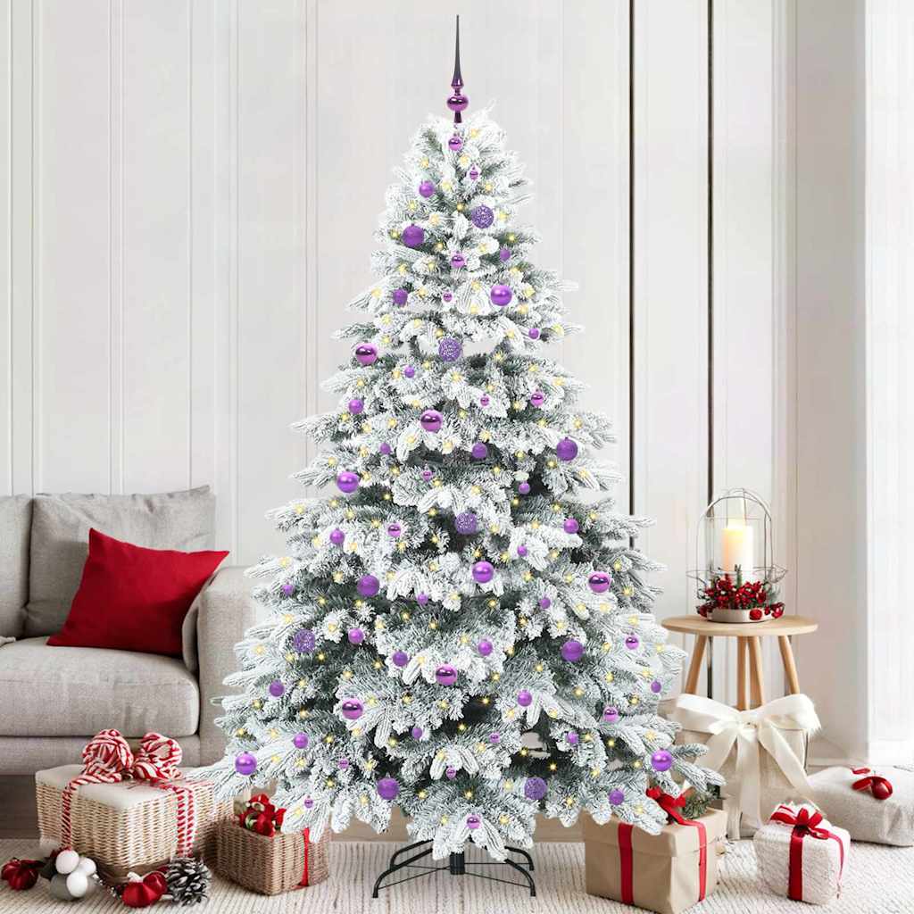 Künstlicher Weihnachtsbaum mit 300 LEDs Weiß 210 cm PE und PVC