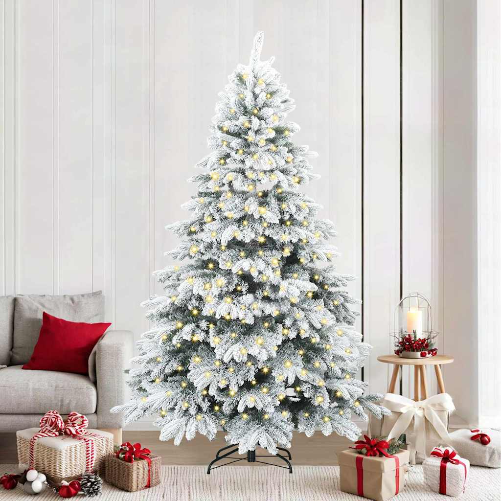 Künstlicher Weihnachtsbaum mit 300 LEDs Weiß 240 cm PE und PVC