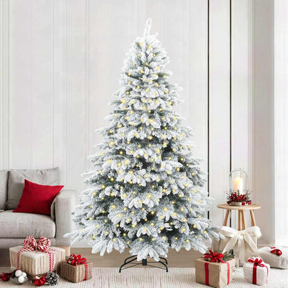 Künstlicher Weihnachtsbaum mit 300 LEDs Weiß 240 cm PE und PVC