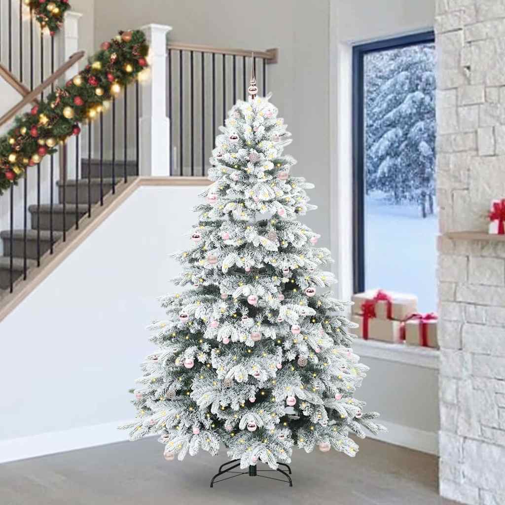 Künstlicher Weihnachtsbaum mit 300 LEDs Weiß 240 cm PE und PVC