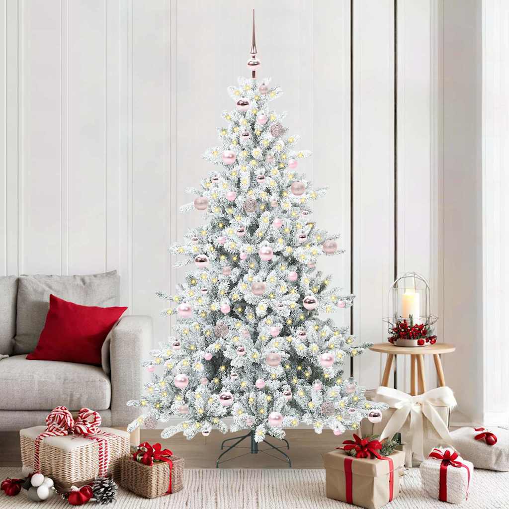 Künstlicher klappbarer Weihnachtsbaum Weiß 180 cm PVC und Stahl