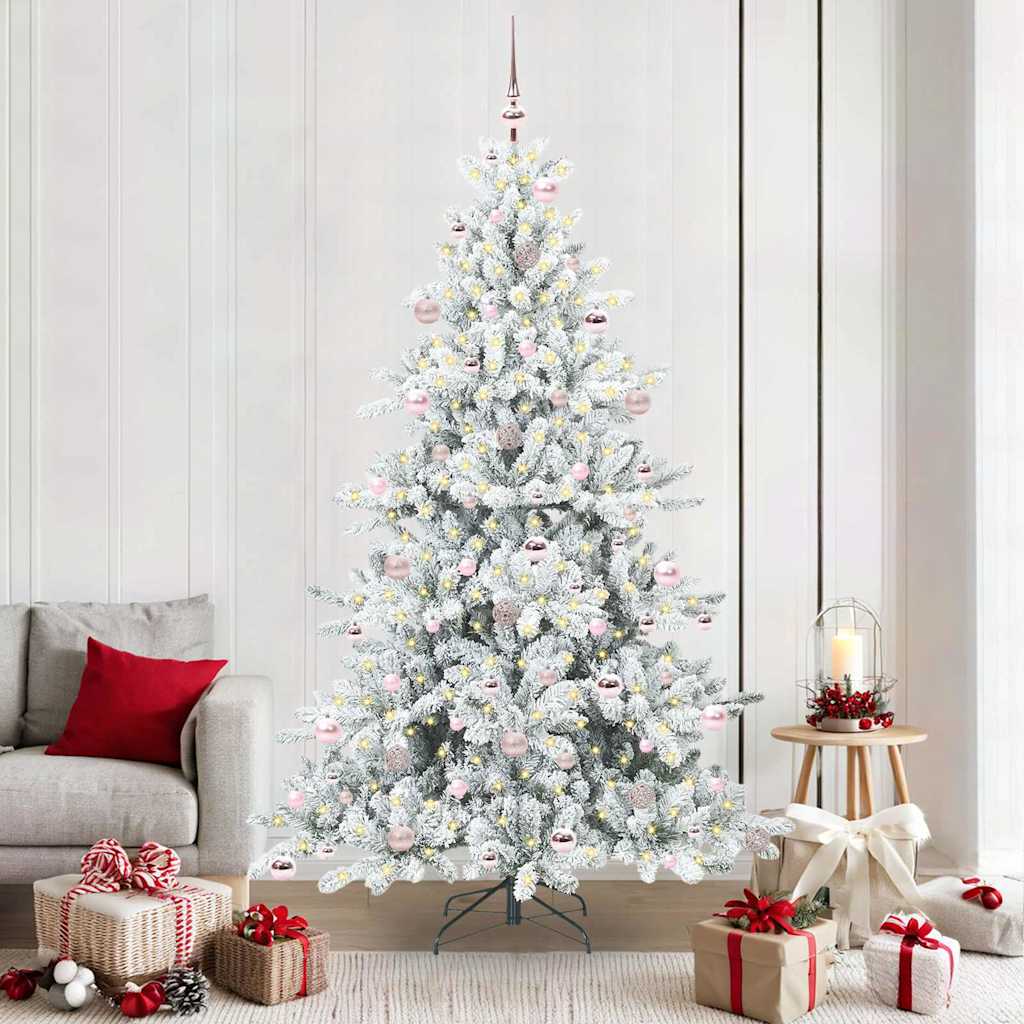 Künstlicher klappbarer Weihnachtsbaum Weiß 210 cm PVC und Stahl