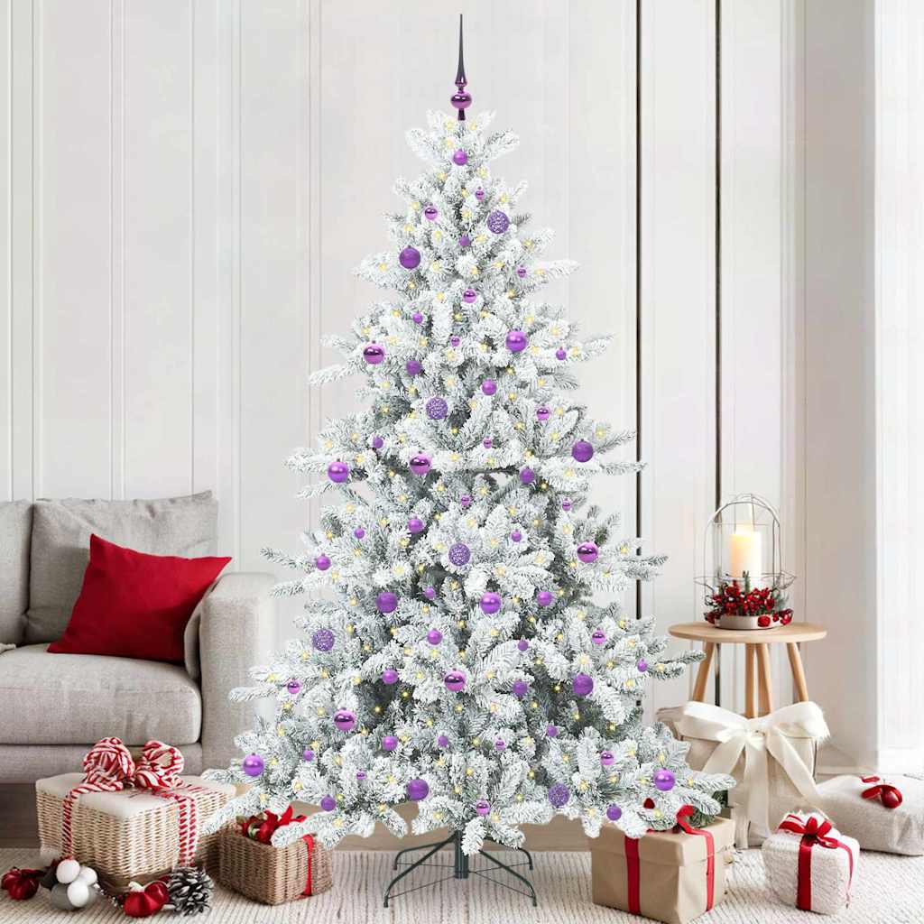Künstlicher klappbarer Weihnachtsbaum Weiß 210 cm PVC und Stahl