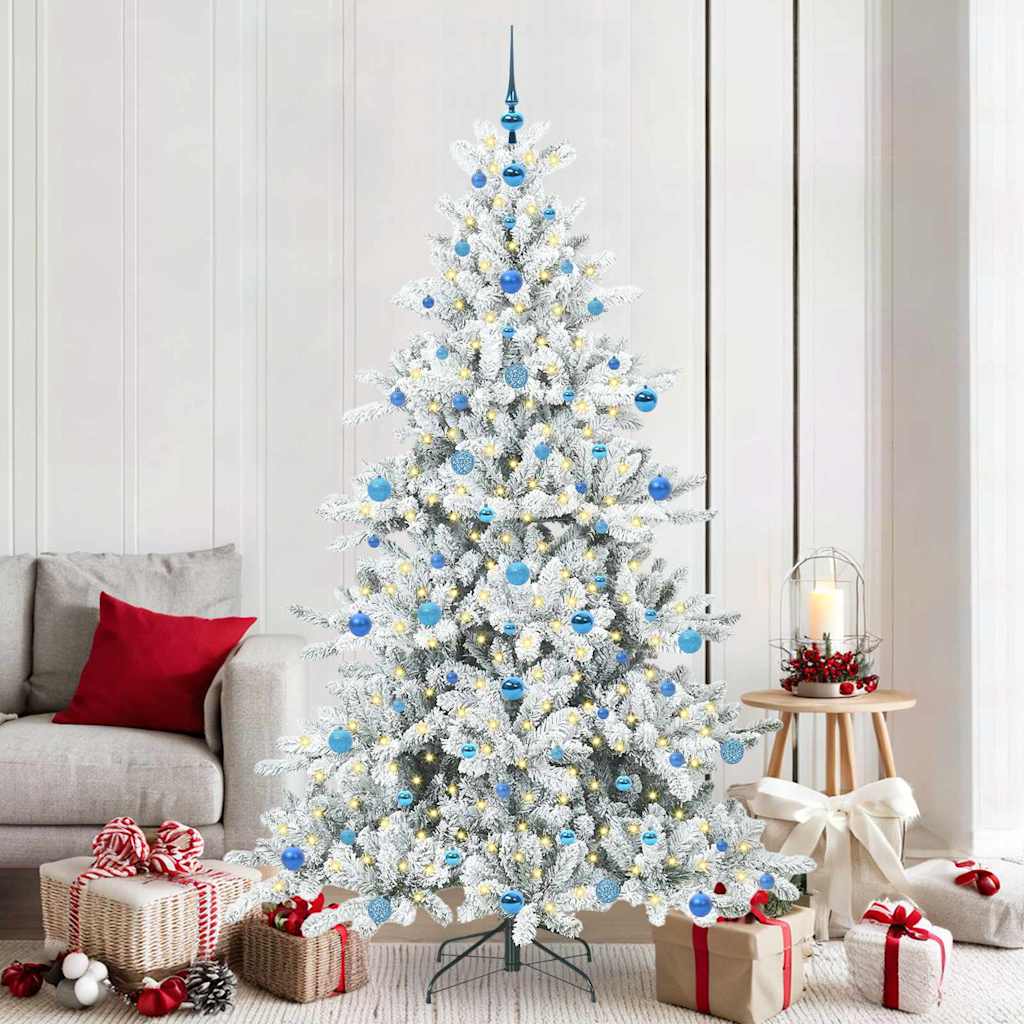 Künstlicher klappbarer Weihnachtsbaum Weiß 210 cm PVC und Stahl