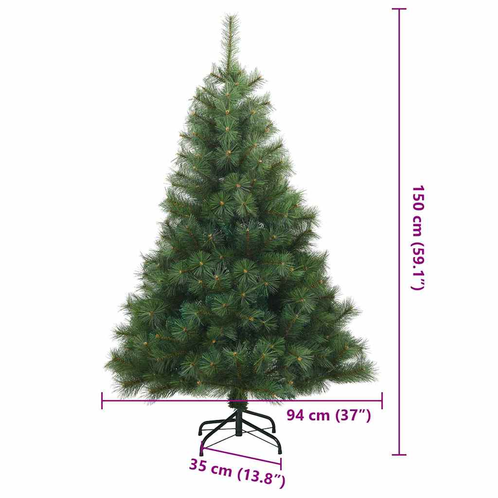 Künstlicher Weihnachtsbaum mit 150 LEDs Grün 150 cm PE und PVC