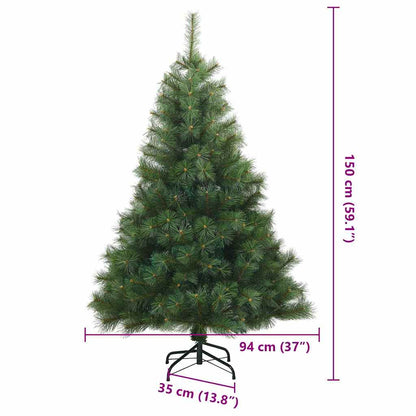 Künstlicher Weihnachtsbaum mit 150 LEDs Grün 150 cm PE und PVC