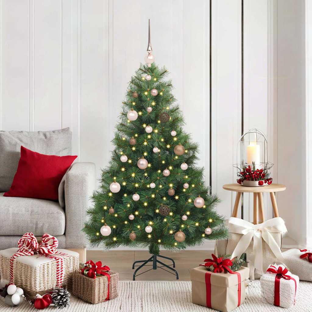 Künstlicher Weihnachtsbaum mit 150 LEDs Grün 150 cm PE und PVC