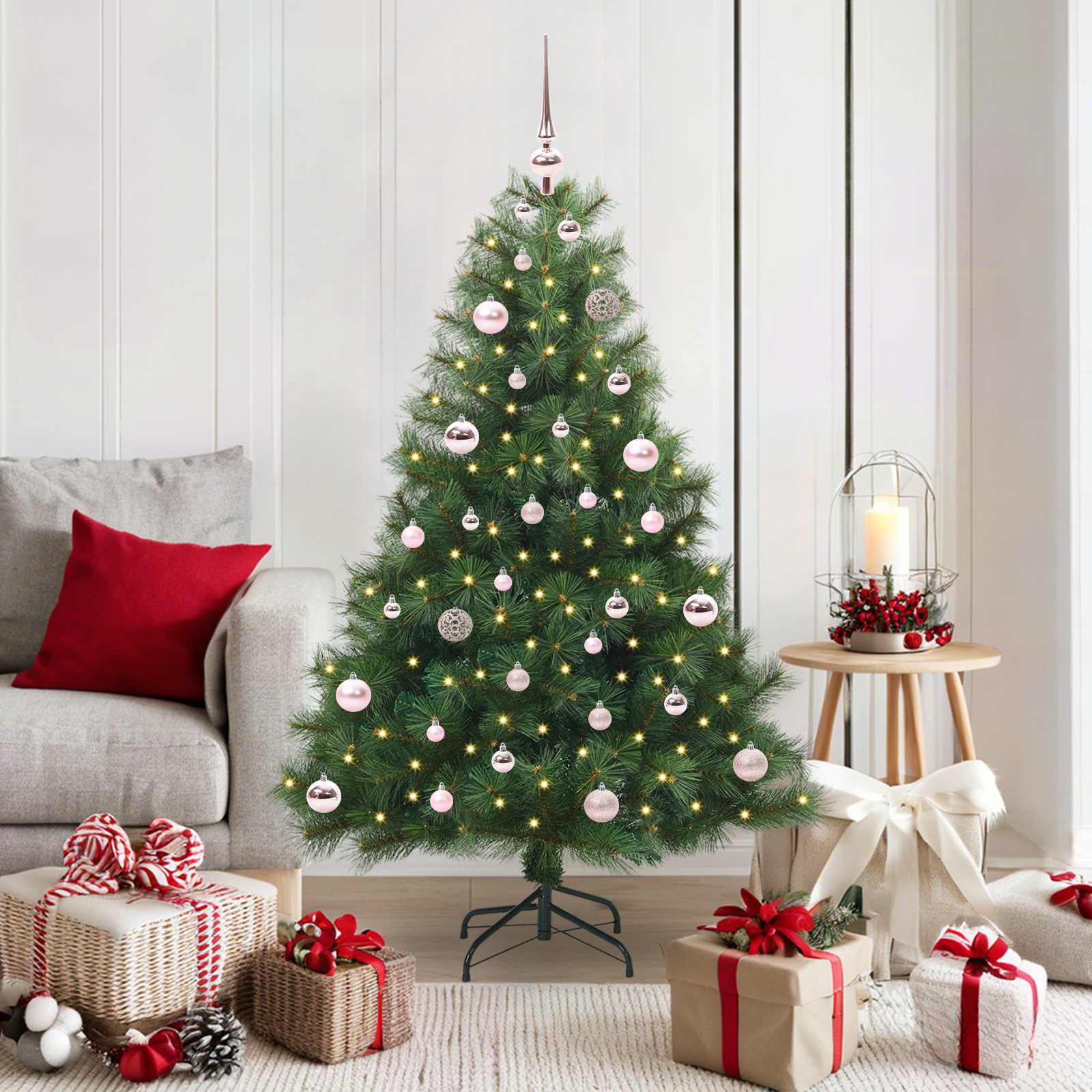 Künstlicher Weihnachtsbaum mit 150 LEDs Grün 150 cm PE und PVC